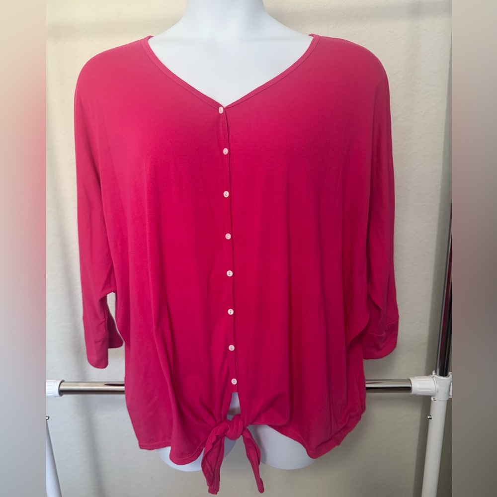 Plus Size Women's Pink Button-Down Top